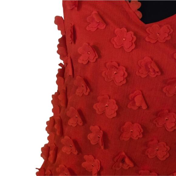New York & Co Salmon Red 3D Floral Flowy Tank Top Size XS SMALL - Picture 4 of 8